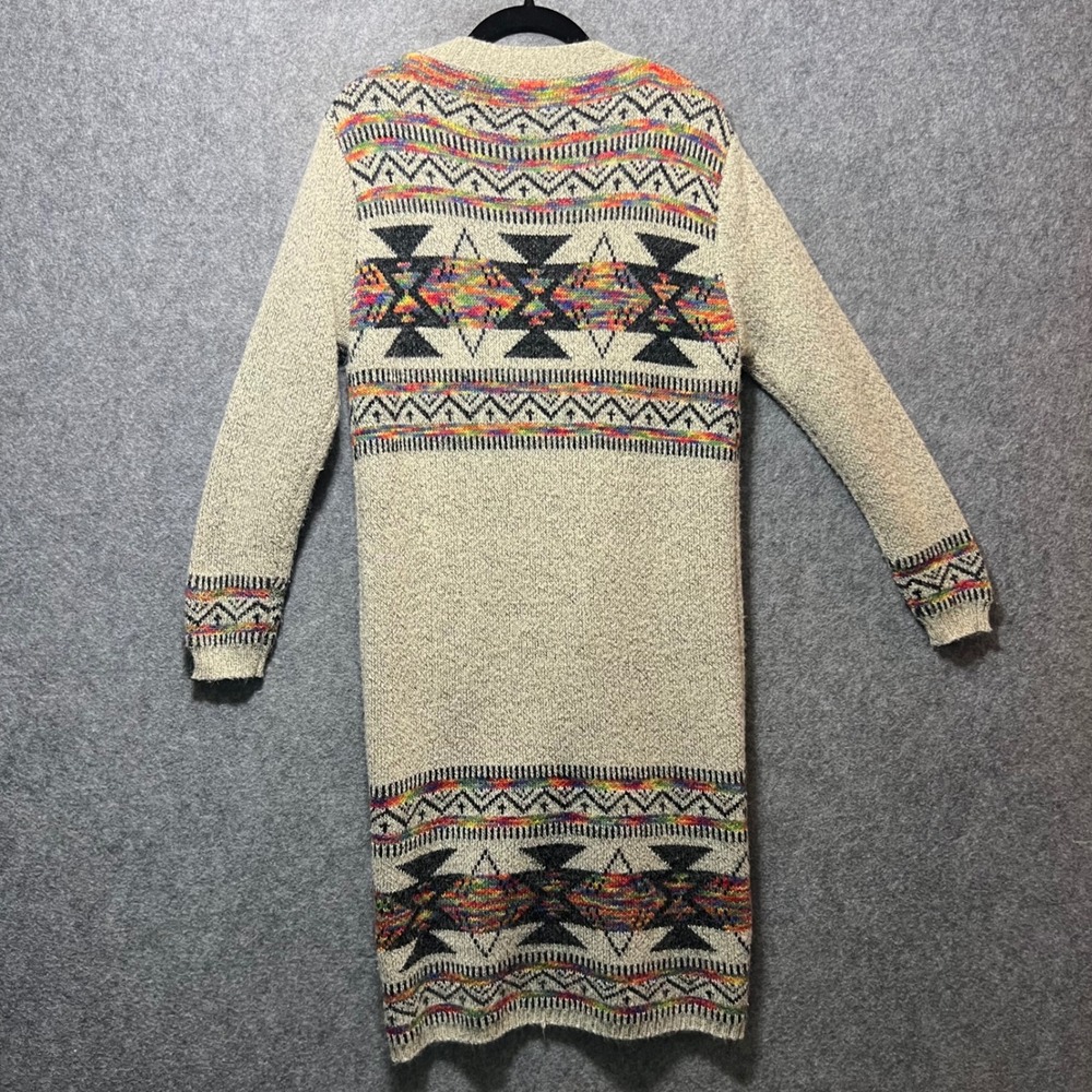 Kamana Southwestern Longline Cardigan Sweater Aztec Knit Boho Open‎ Front M - Picture 8 of 8